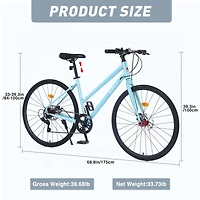 Streamdale Furniture 7 Speed Hybrid bike Disc Brake 700C Road Bike For men women's City Bicycle