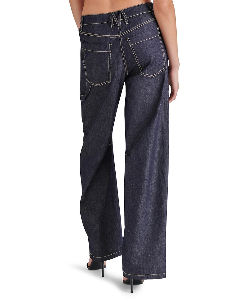 Steve Madden Women's Ashyla Cotton High Rise Barrel Leg Jeans