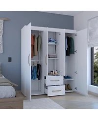 Valier Wardrobe, Deluxe Armoire with Multiple Storage Options and Metal Accents, Black