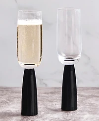 Anton Studio Designs Oslo Champagne Flutes Black, Set of 2
