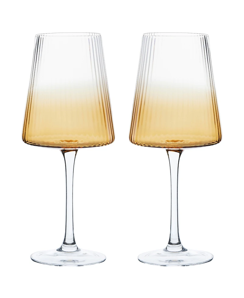 Anton Studio Designs Empire Wine Glasses Amber, Set of 2