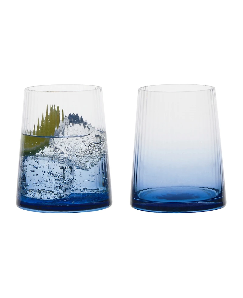 Anton Studio Designs Empire Blue Double Old Fashioned Tumblers, Set of 2