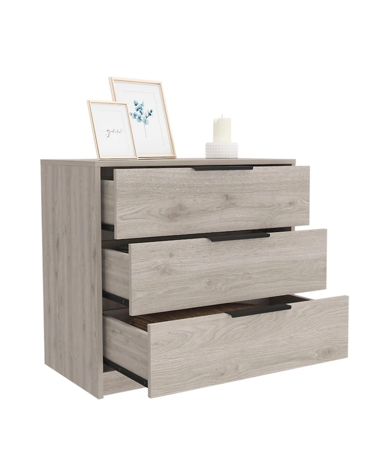Streamdale Kaia 3 Drawers Dresser, Superior Top - Light Gray