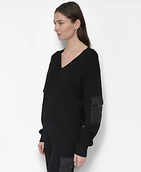 Dkny Women's Cargo V-Neck Sweater