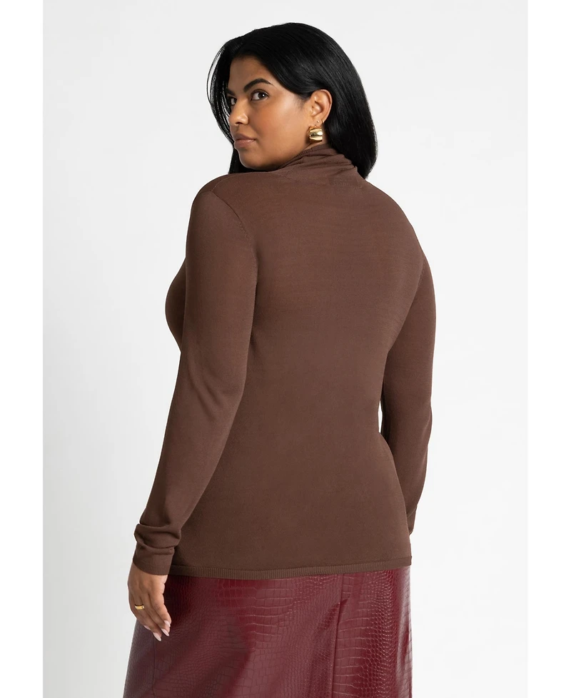 Eloquii Women's Sheer Lightweight Turtleneck Sweater