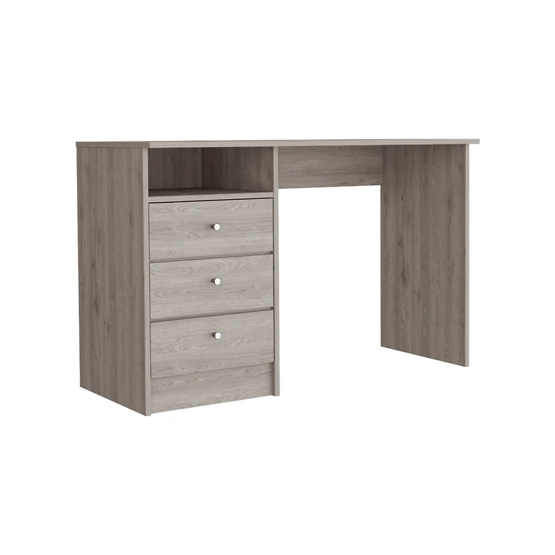 Nemocon 3 Drawer Computer Desk With 1-Open Storage Shelf, Light Gray