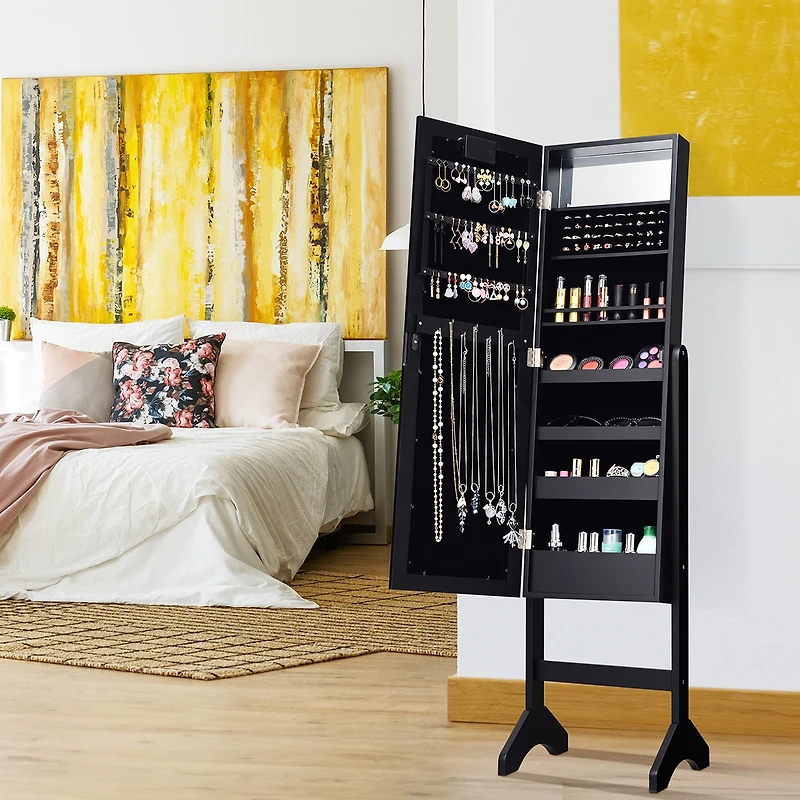 Costway 18 Led lights Mirrored Jewelry Cabinet Organizer