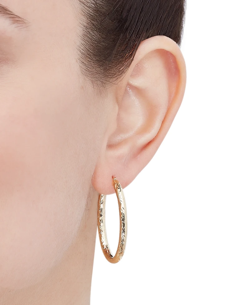 Medium Polished Tube Hoop Earrings in 14k Yellow Gold, 1-3/8"