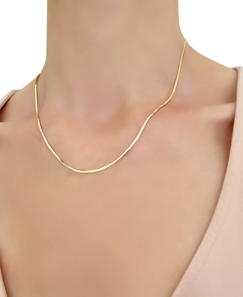 18" Flat Herringbone Chain Necklace (1-1/4mm) in 14k Gold