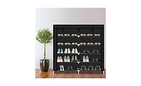 Slickblue 7-Tier Portable Shoe Rack with Fabric Cover for Organized Storage and Closet Organization