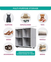 Florida Brands Hanging Closet Organizer with 4 Shelves and Black Metal Rod