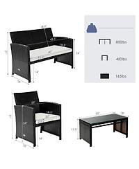 Vebreda Sugift 4 Pieces Patio Rattan Cushioned Furniture Set
