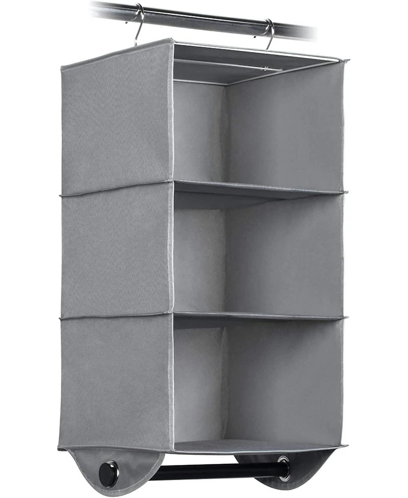 Florida Brands Hanging Closet Organizer with Shelves and Black Metal Rod