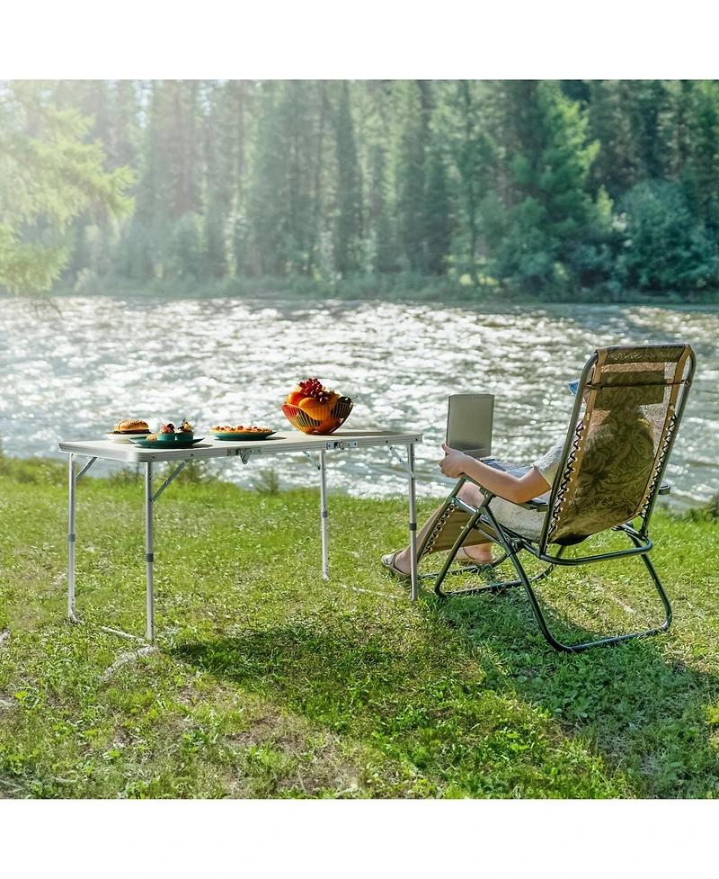 Slickblue 4FT Adjustable Height Camping Folding Table - Portable Picnic Table for Outdoor Adventures
