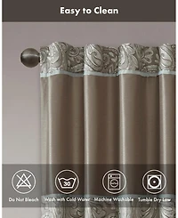 Madison Park Aubrey Jacquard Room Darkening Curtains, Faux Silk Paisley for Bedroom and Living Room, inch length 2 panels set