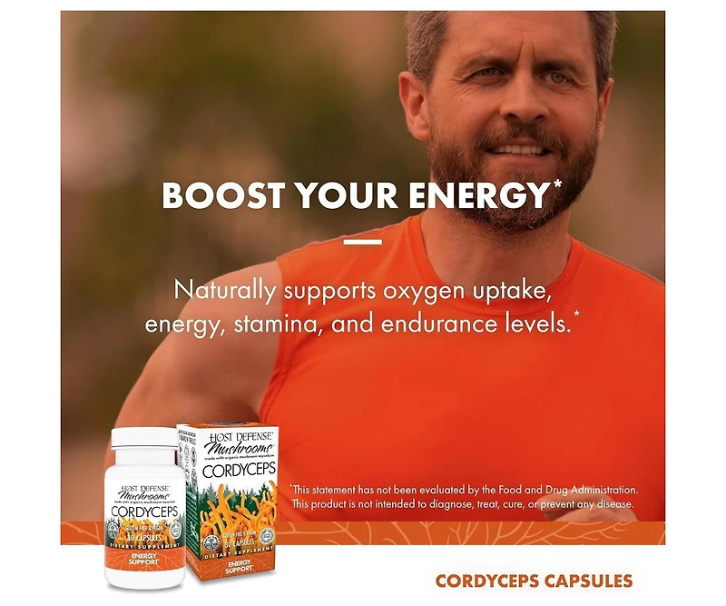 Host Defense Cordyceps Capsules - Immune & Energy Support Supplement