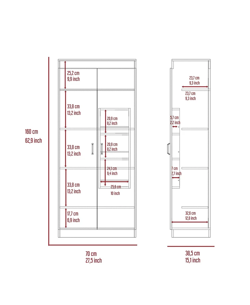 Chad Pantry Double Door Cabinet, Five Shelves,Three Interior Door Shelves, White