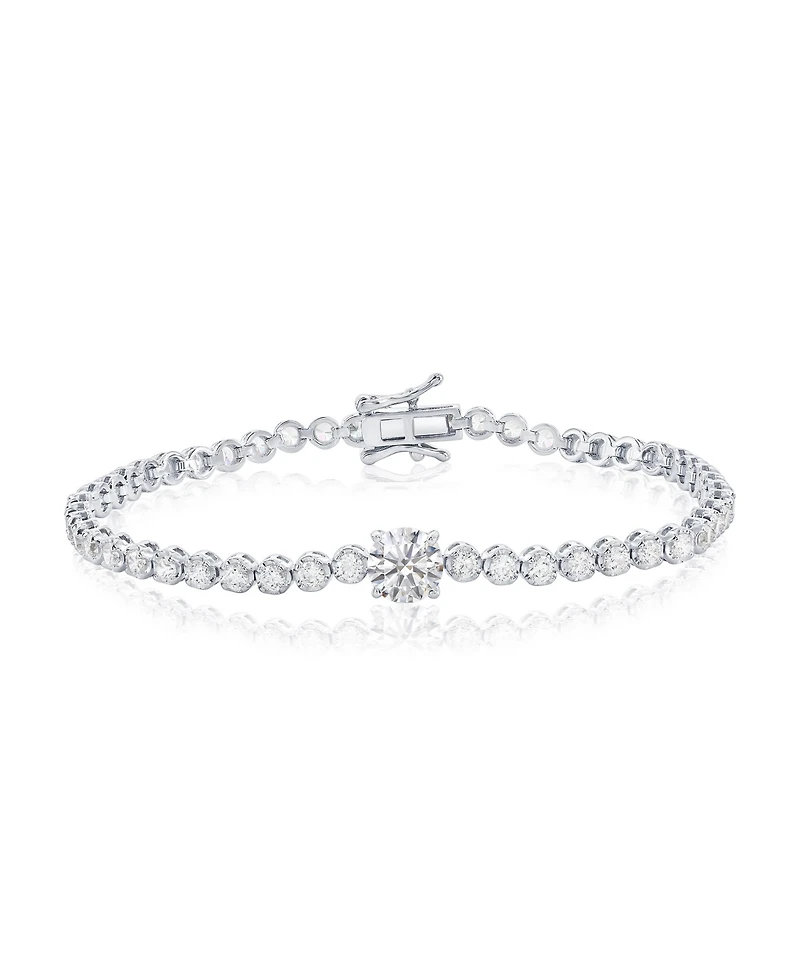 Simona Sterling Silver, 7mm & 4mm Round Cz Tennis Bracelet