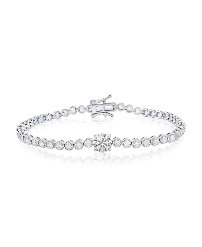 Simona Sterling Silver, 7mm & 4mm Round Cz Tennis Bracelet