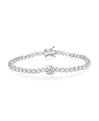 Simona Sterling Silver, 7mm & 4mm Round Cz Tennis Bracelet