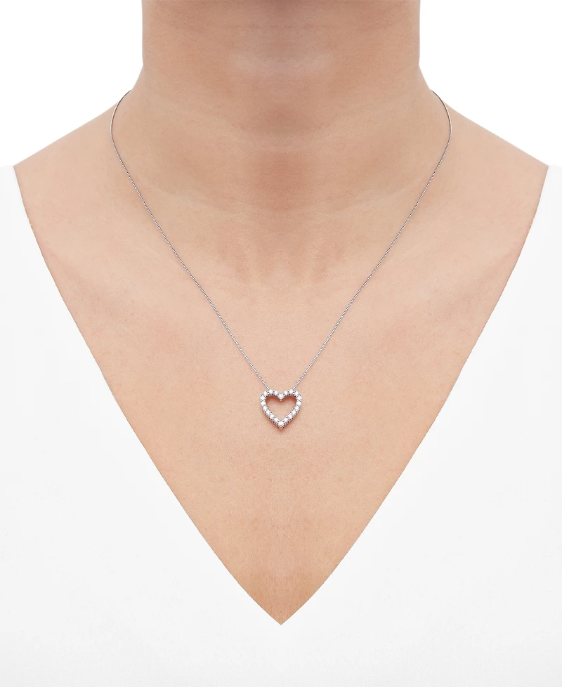 Diamond Heart Pendant 18" Necklace (1/2 ct. t.w.) in 10k White Gold