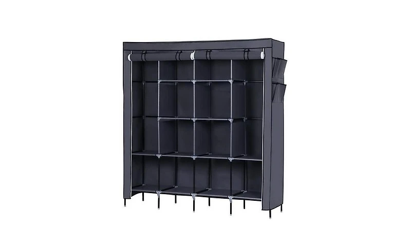 Slickblue 67" Portable Wardrobe Storage Rack with 12 Shelves and 4 Side Pockets for Organized Clothes Storage