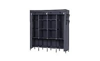 Slickblue 67" Portable Wardrobe Storage Rack with 12 Shelves and 4 Side Pockets for Organized Clothes Storage
