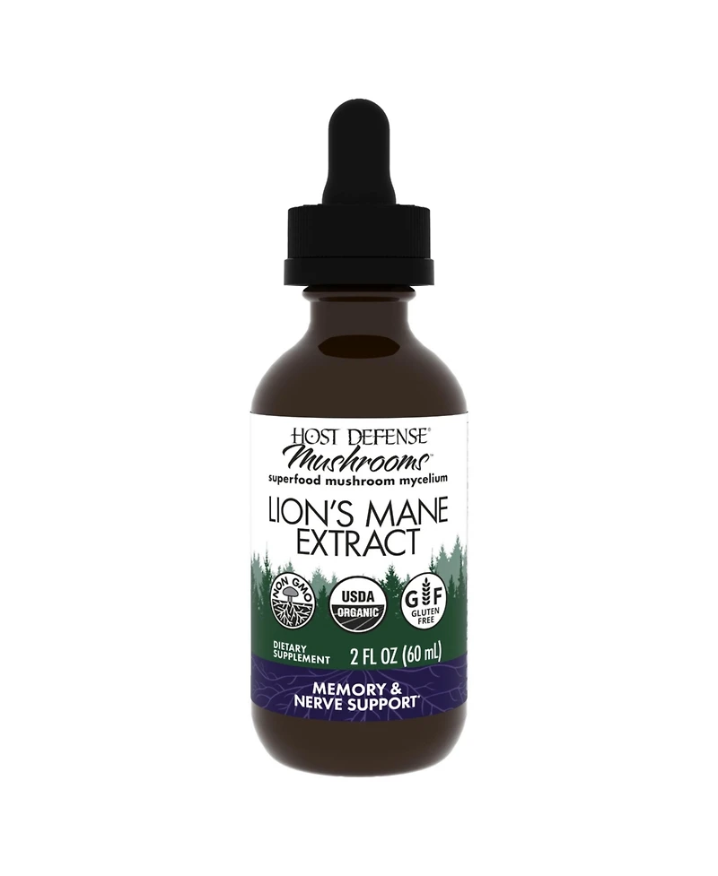 Host Defense Lion's Mane Extract - Brain Health Support Supplement - Mushroom Supplement to Support Focus & Memory Function