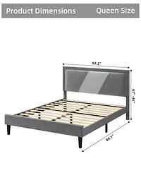 gaomon Upholstered Bed Frame With Adjustable Headboard - Modern Platform Bed Frame With Wood Slats Support - Easy Assembly