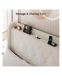 gaomon Upholstered Bed Frame with Headboard and 4 Storage Drawers