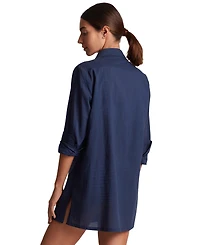 Lauren Ralph Lauren Women's Logo Embroidered Shirt Swim Cover-Up