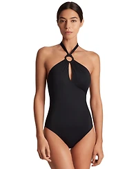 Lauren Ralph Lauren Women's Macrame-Ring High-Neck One-Piece Swimsuit