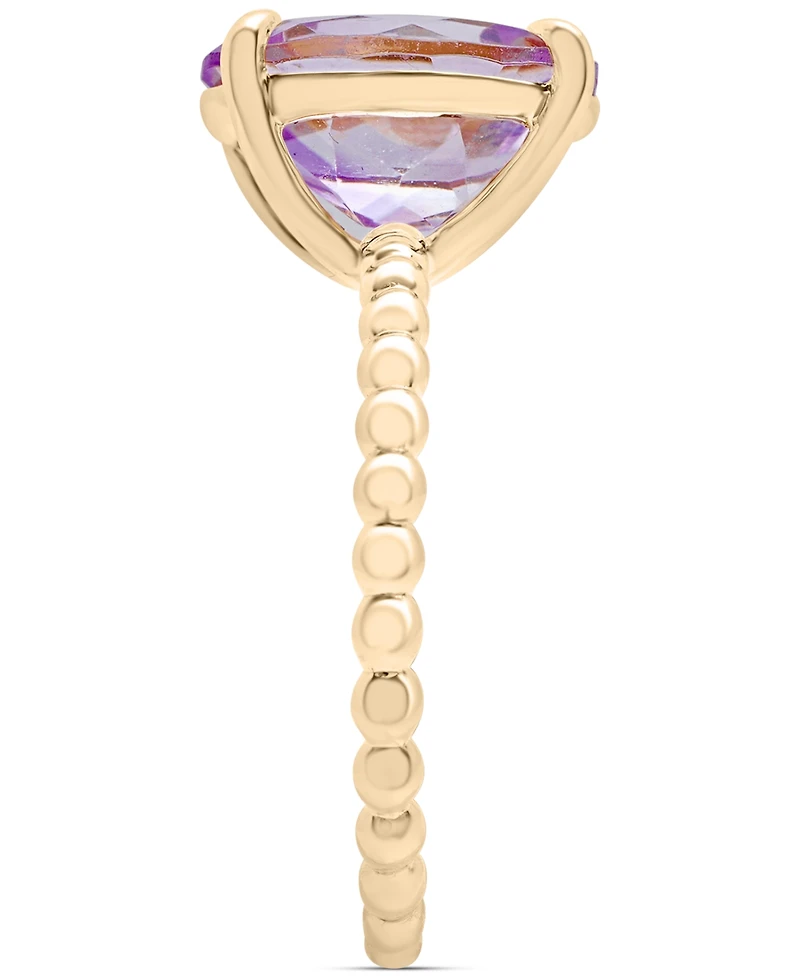 Rose de France Amethyst Oval Beaded Ring (3-1/6 ct. t.w.) in 14k Gold-Plated Sterling Silver
