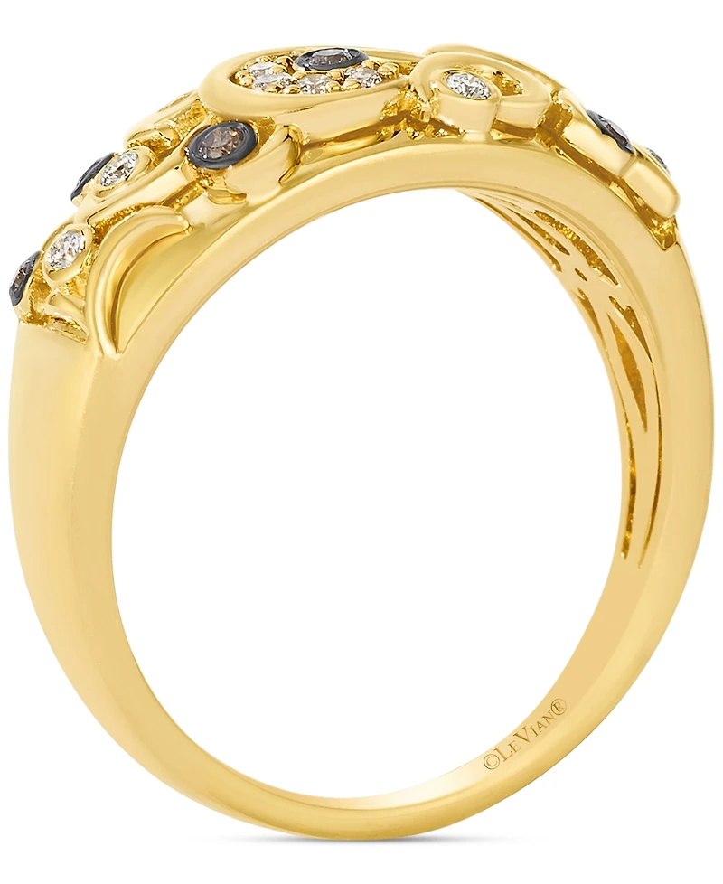 Le Vian Nude Diamond & Chocolate Diamond Filigree Ring (1/6 ct. t.w.) in 14k Honey Gold