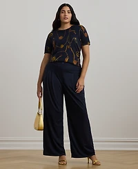 Lauren Ralph Plus Stretch Jersey Wide-Leg Pants
