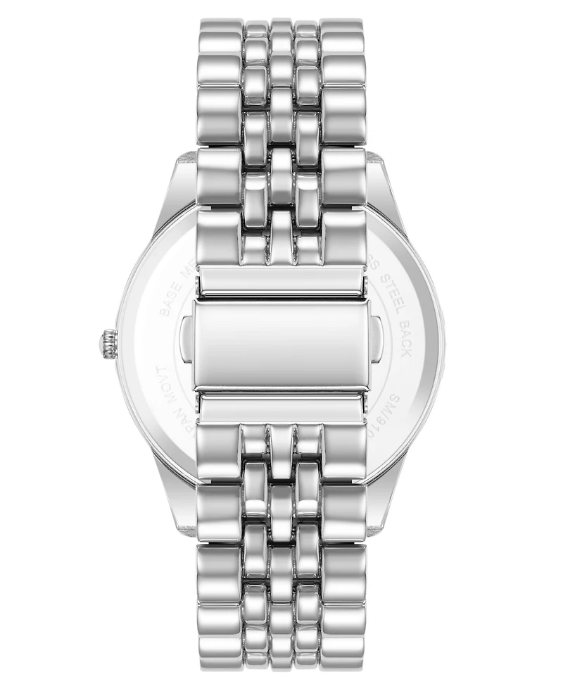Steve Madden Men's Coin Edge Navy and Silver-Tone Alloy Metal Watch, 44mm