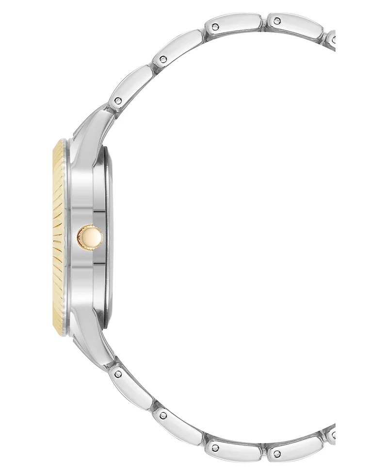 Steve Madden Women's Coin Edge Silver-Tone and Gold-Tone Alloy Metal Bracelet Watch, 36mm