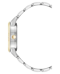 Steve Madden Women's Coin Edge Silver-Tone and Gold-Tone Alloy Metal Bracelet Watch, 36mm