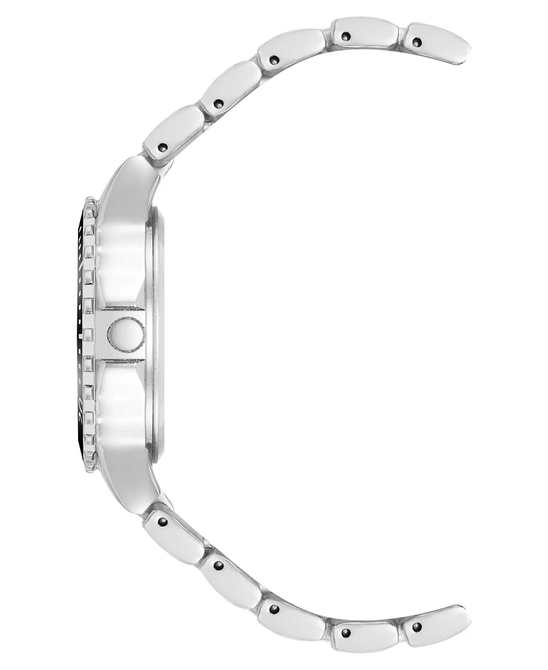 Steve Madden Women's Essential Black and Silver-Tone Alloy Metal Bracelet Watch, 33.5mm
