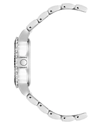 Steve Madden Women's Essential Black and Silver-Tone Alloy Metal Bracelet Watch, 33.5mm