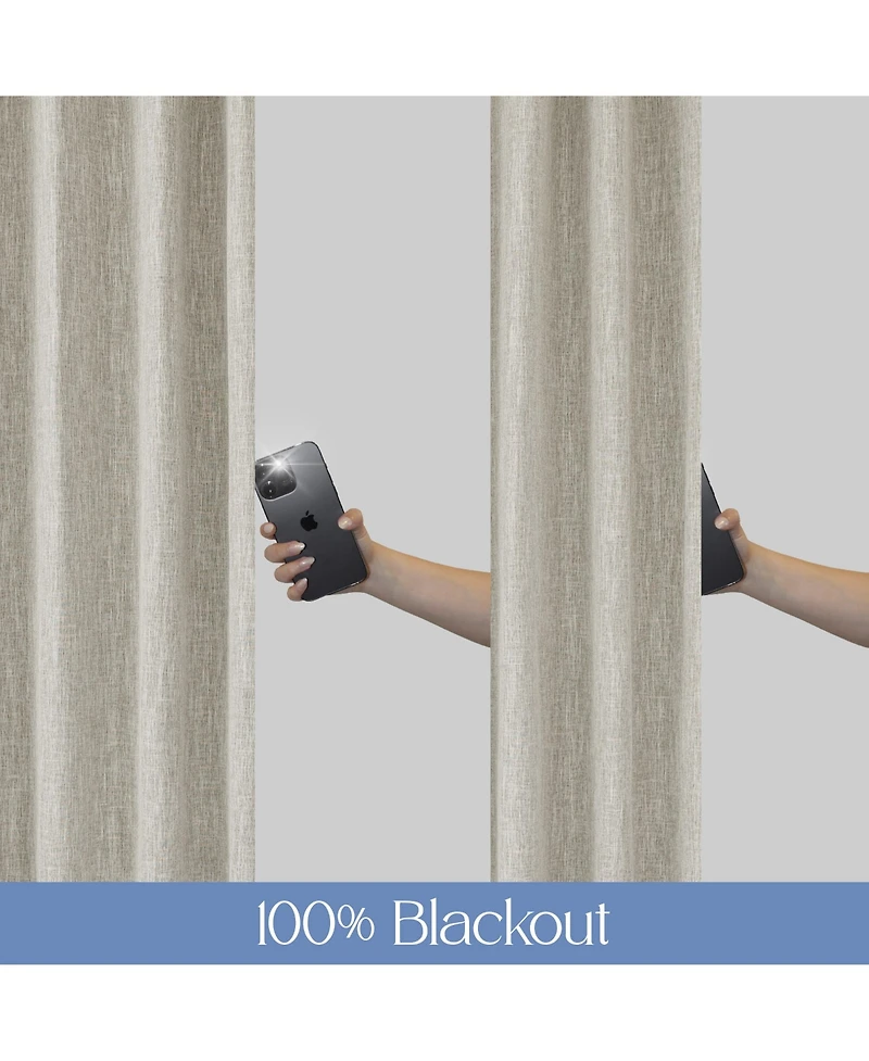 Linen Texture Blackout Grommet Curtains Pair(2 Panels