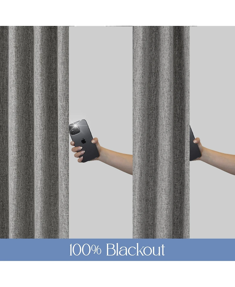 Linen Texture Blackout Grommet Curtains Pair(2 Panels