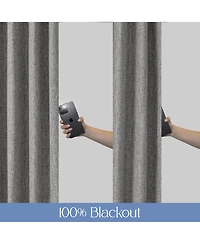 Linen Texture Blackout Grommet Curtains Pair(2 Panels
