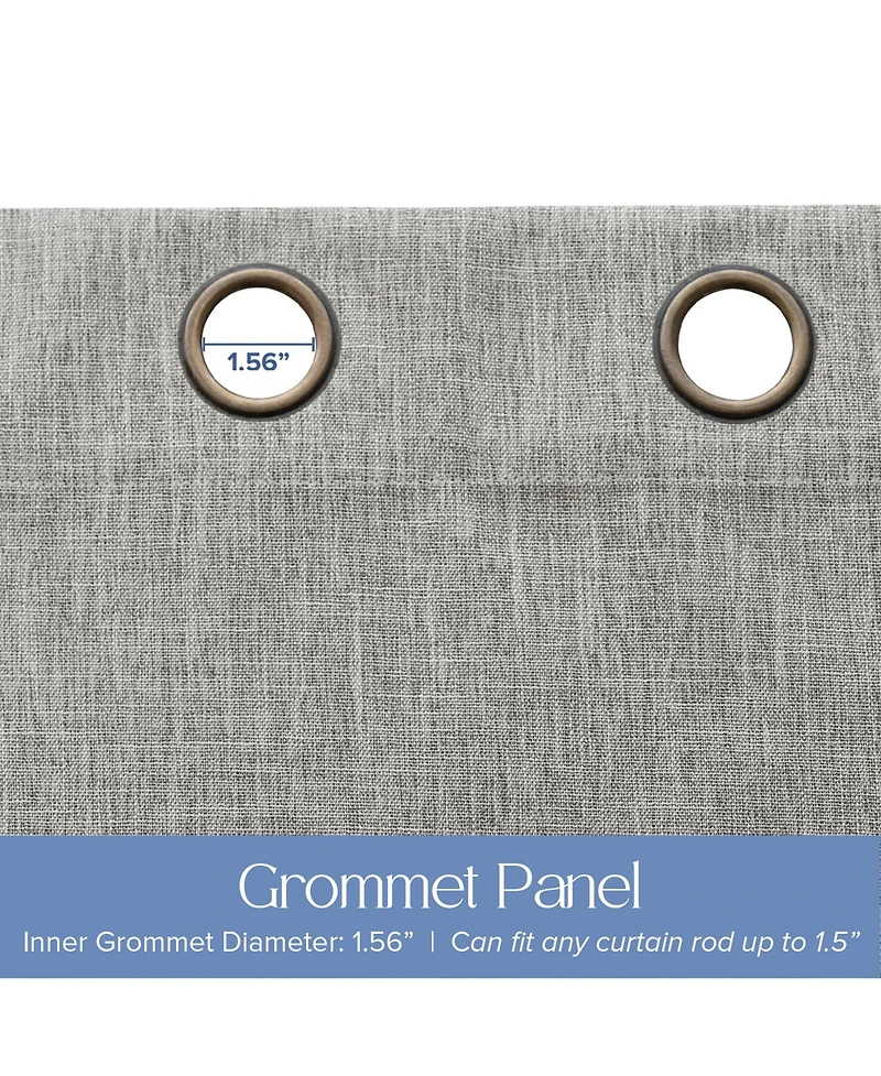 Linen Texture Blackout Grommet Curtains Pair(2 Panels