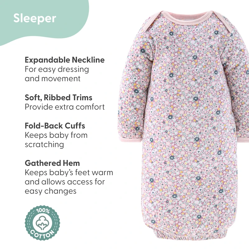 The Peanutshell Baby Girls Newborn Layette Gift Set Girls, Blue Pink Prairie Floral, 16 Essential Pieces