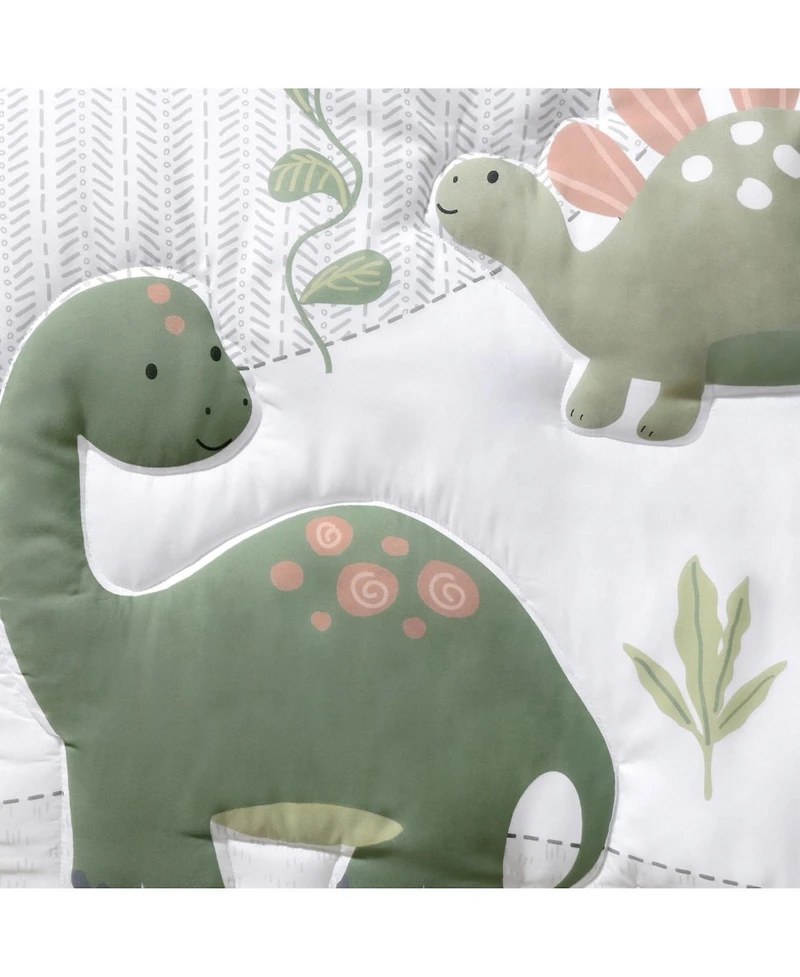 The Peanutshell Dinosaur Dreams Crib Bedding Set for Baby Boys, 3 Piece Nursery Set