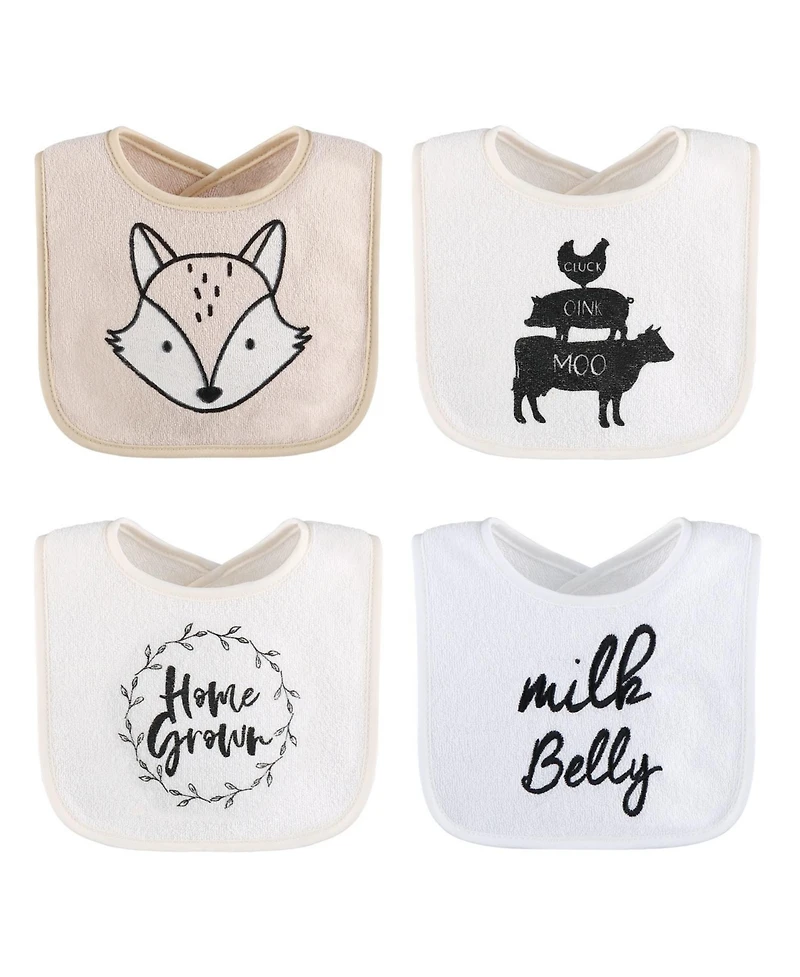 The Peanutshell Baby Girls Unisex Terry Bibs, 16 Pack for Feeding, Teething, or Drooling, Neutrals Theme