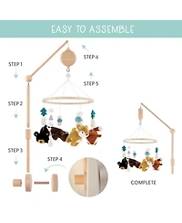 The Peanutshell Western Woods Baby Musical Wooden Crib Mobile