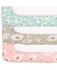 The Peanutshell Daisy Dreams 3-Pack Fitted Playard Sheets