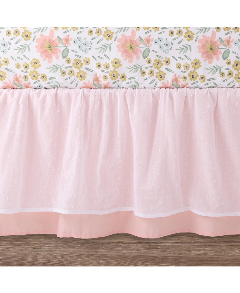 The Peanutshell Wildflower Cotton Crib Bedding Set for Baby Girls, 4 Pieces